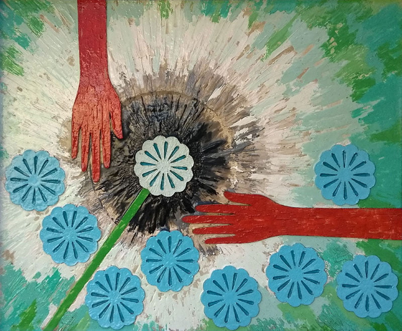 Pintura em resina - A flor - Alberto Farah - Quadro decorativo